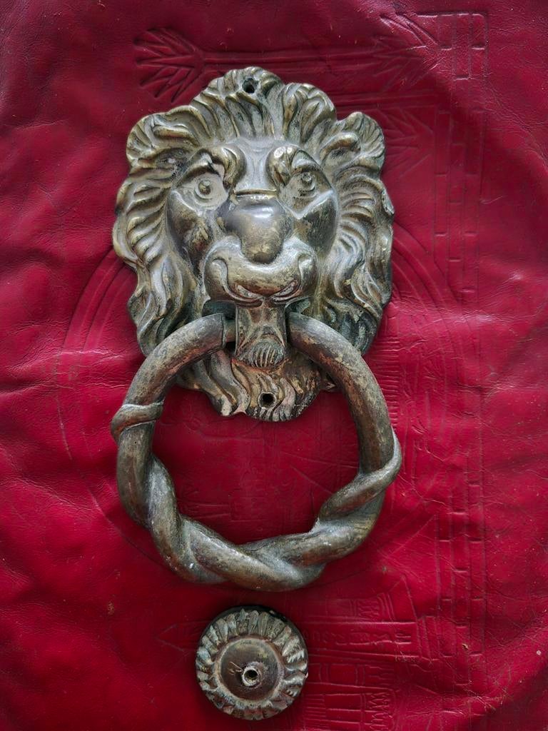 Mooie antieke koper messing leeuwenkop deurklopper, Ophalen of Verzenden, Koper