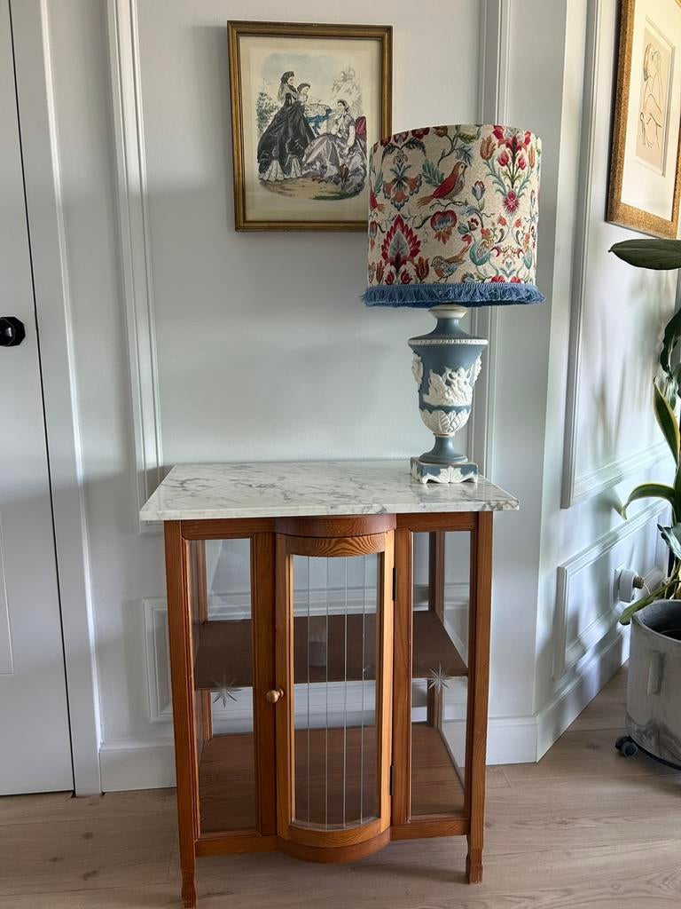 Thee kastje, Huis en Inrichting, Tafels | Sidetables, Gebruikt, 25 tot 50 cm, 50 tot 100 cm, Rechthoekig, Glas, Ophalen of Verzenden