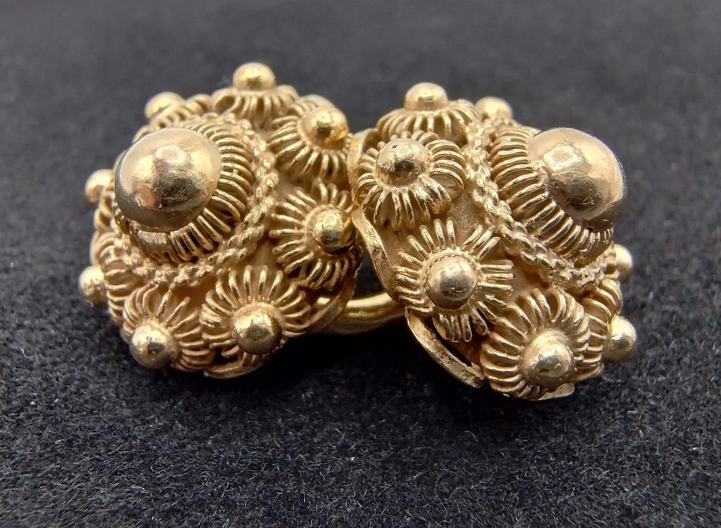 Zilveren keelknopen, goudverguld, 19e eeuws, Antiek en Kunst, Verzenden, Zilver