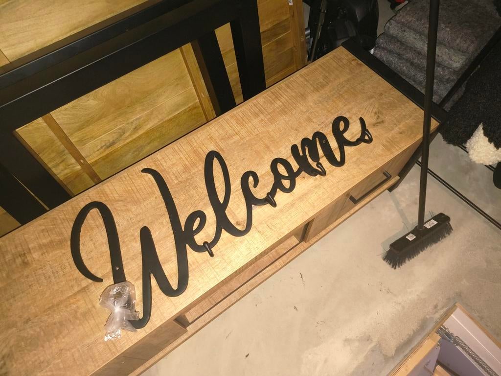 Kapstok 'Welcome' van Rivièra Maison, Ophalen, Zo goed als nieuw, Metaal, Wandkapstok