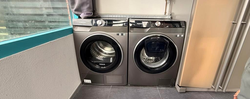 Wasmachine + Droger Samsung, Ophalen, Zo goed als nieuw, 1200 tot 1600 toeren, 85 tot 90 cm
