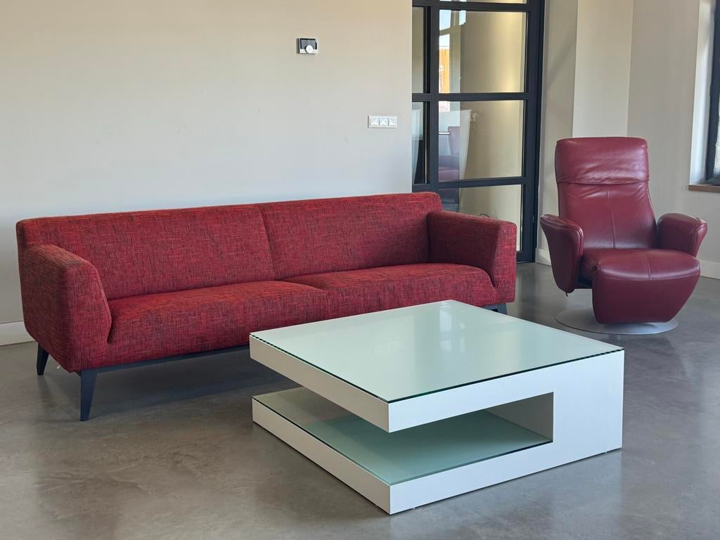 Salon Tafel Karat S100 Hoogglans Wit met 2 Glasplaten, Huis en Inrichting, 100 tot 150 cm, Verzenden, 50 tot 100 cm, X