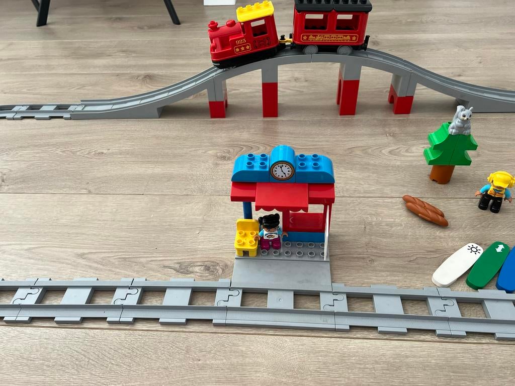 Lego Duplo Stoomtrein met brug en station, Kinderen en Baby's, Speelgoed | Duplo en Lego, Gebruikt, Overige thema's, Lego, Ophalen of Verzenden