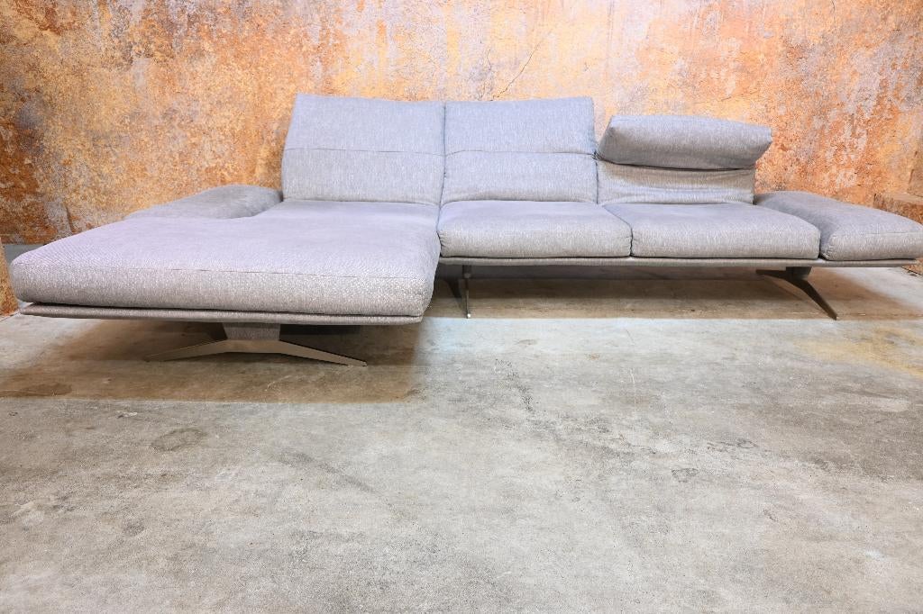 ZGANieuw grijze stoffen W Schillig design hoekbank verstelb