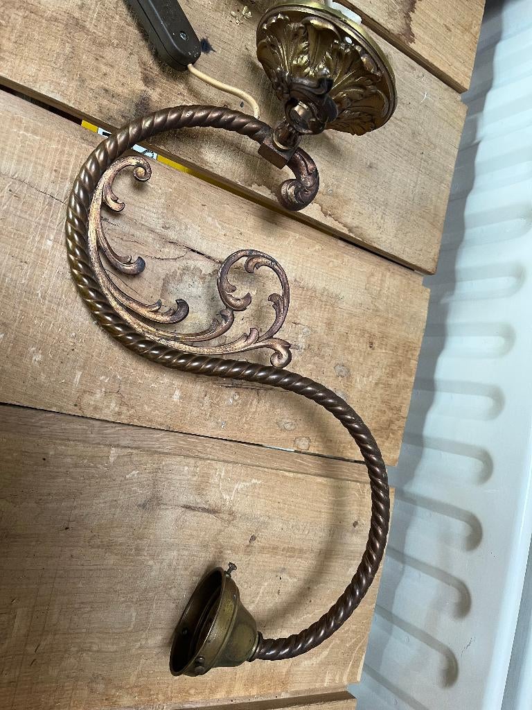 Oude koper gaslamp, jaren 20, Ophalen of Verzenden