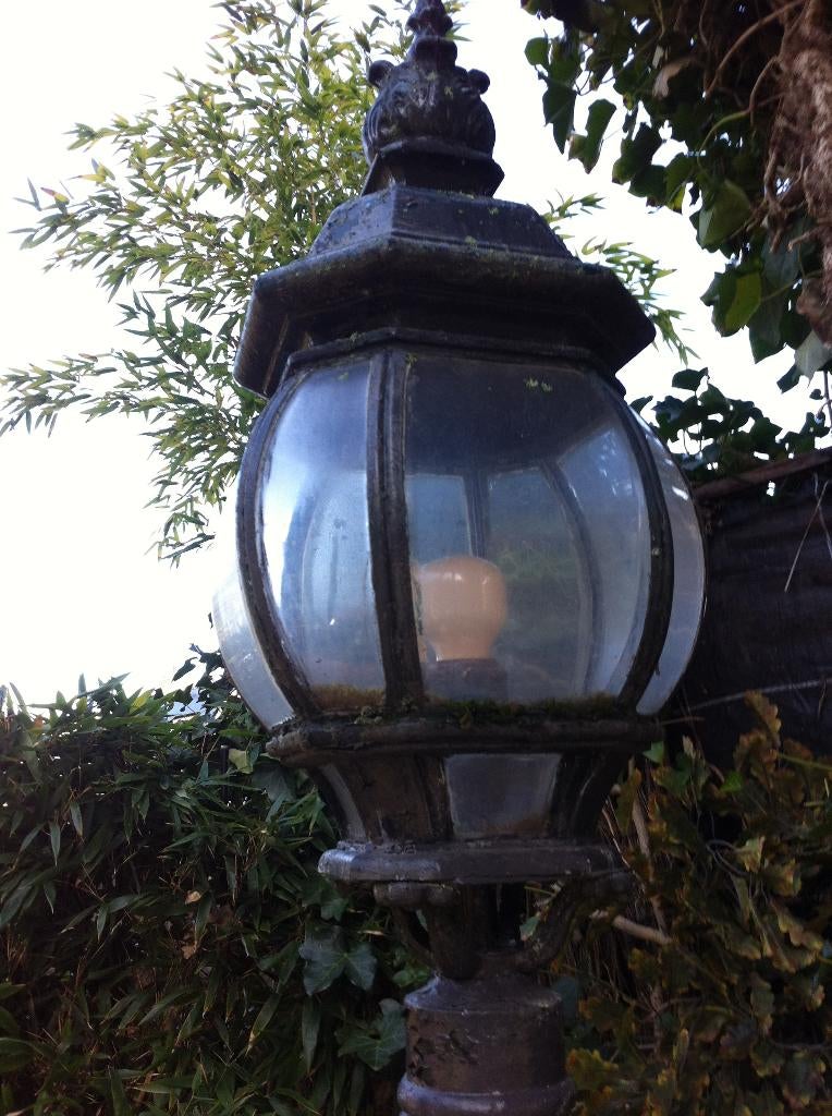 Lantaren paal buiten lamp Nostalgisch gietijzer groen, Tuin en Terras, Buitenverlichting, Wandlamp, Ophalen of Verzenden, Netvoeding