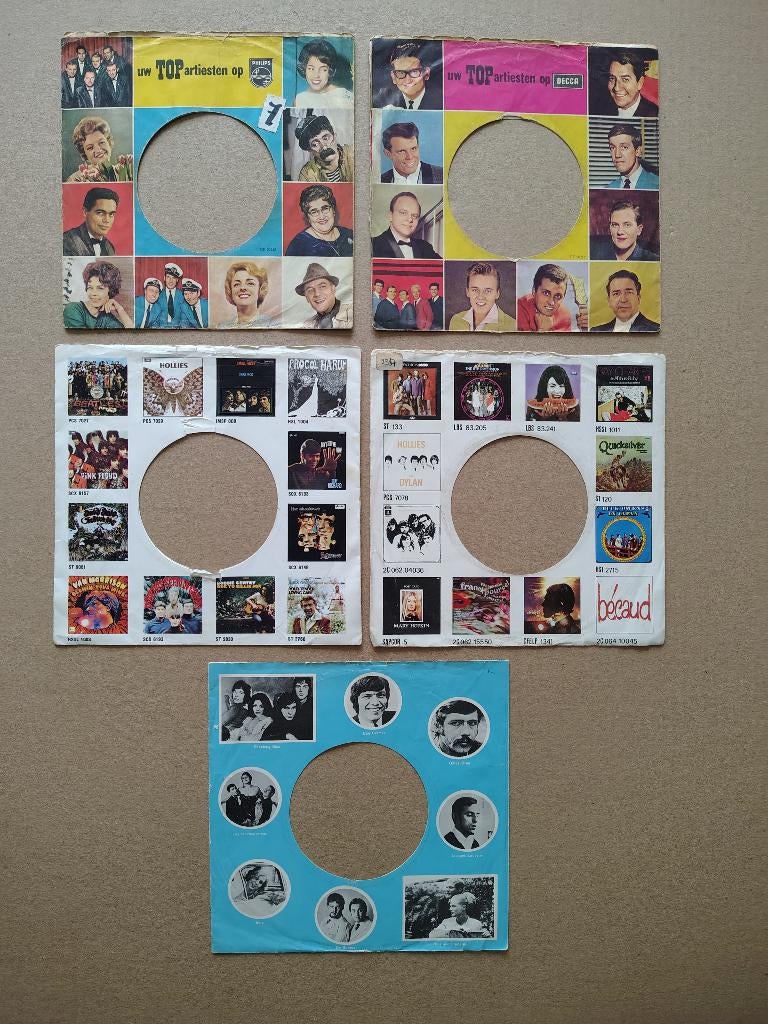 5x LEGE SINGLE HOESJES / Universeel / 45 RPM / 7", Verzenden, Gebruikt, 7 inch, Pop