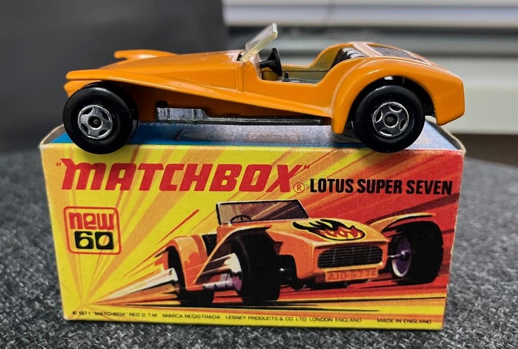 Matchbox Lotus Super Seven No.60 Superfast 1971 + doos, Ophalen of Verzenden, Gebruikt, Auto
