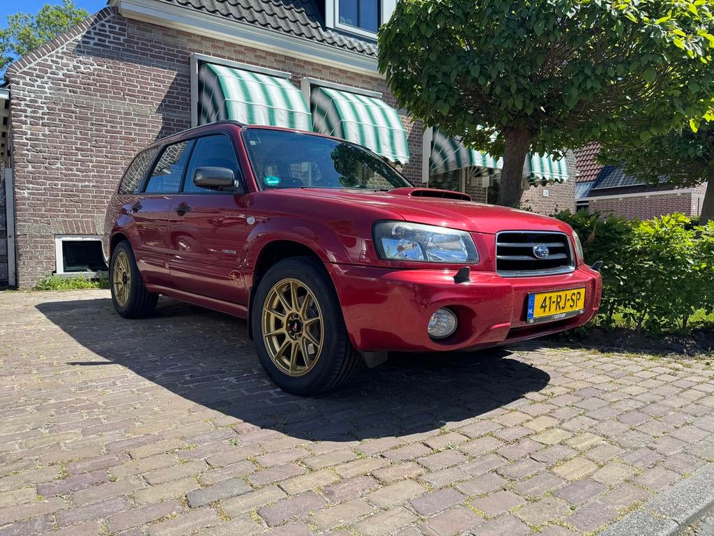 Subaru Forester 2.0 XT AWD Panorama Trekhaak 2005 Rood, Zwart, 4 cilinders, 1435 kg, Leder en Stof