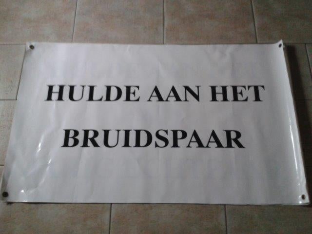 Spandoek voor huwelijksfeest te huur, Ophalen, Zo goed als nieuw, Geboorte of Huwelijk