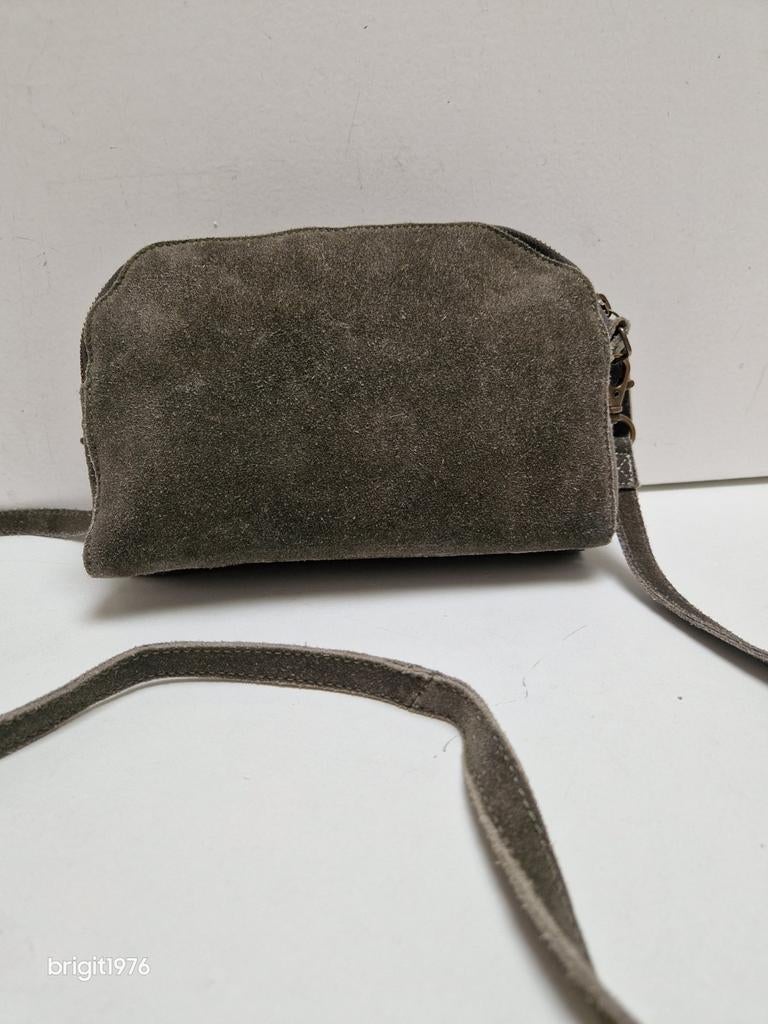 Donkergroene leren tas Fred de la Bretoniere, Sieraden, Tassen en Uiterlijk, Tassen | Damestassen, Ophalen of Verzenden, Gebruikt