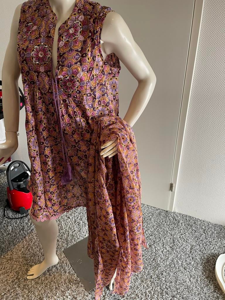 Antica sartoria jurk met kralen met bijpassend sjaal maat m, Kleding | Dames, Maat 38/40 (M), ., Ophalen of Verzenden, Zo goed als nieuw
