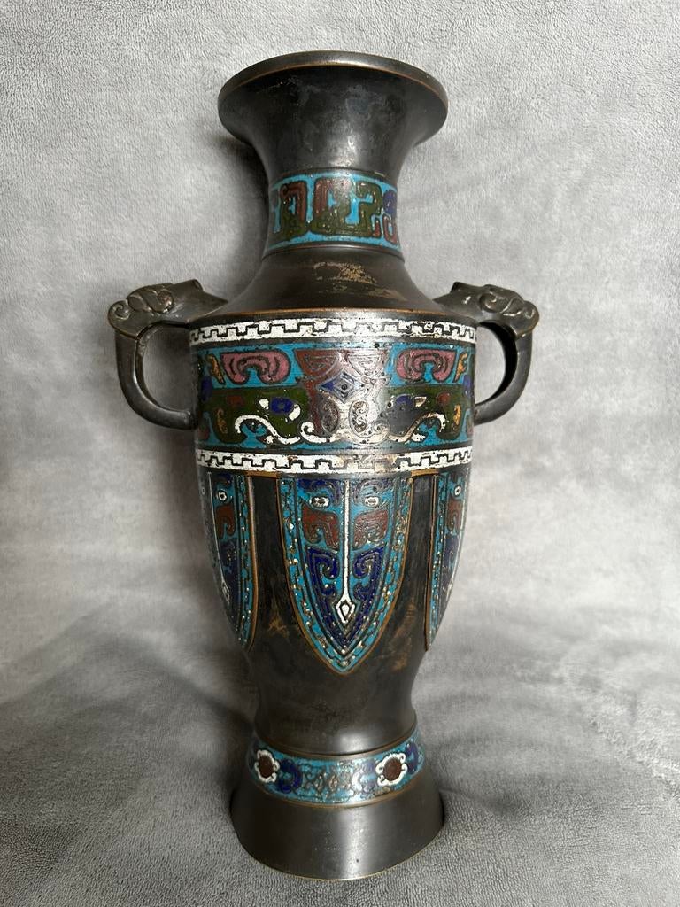 Antieke Japanse Bronze Vaas Qing Dynasty, Ophalen of Verzenden