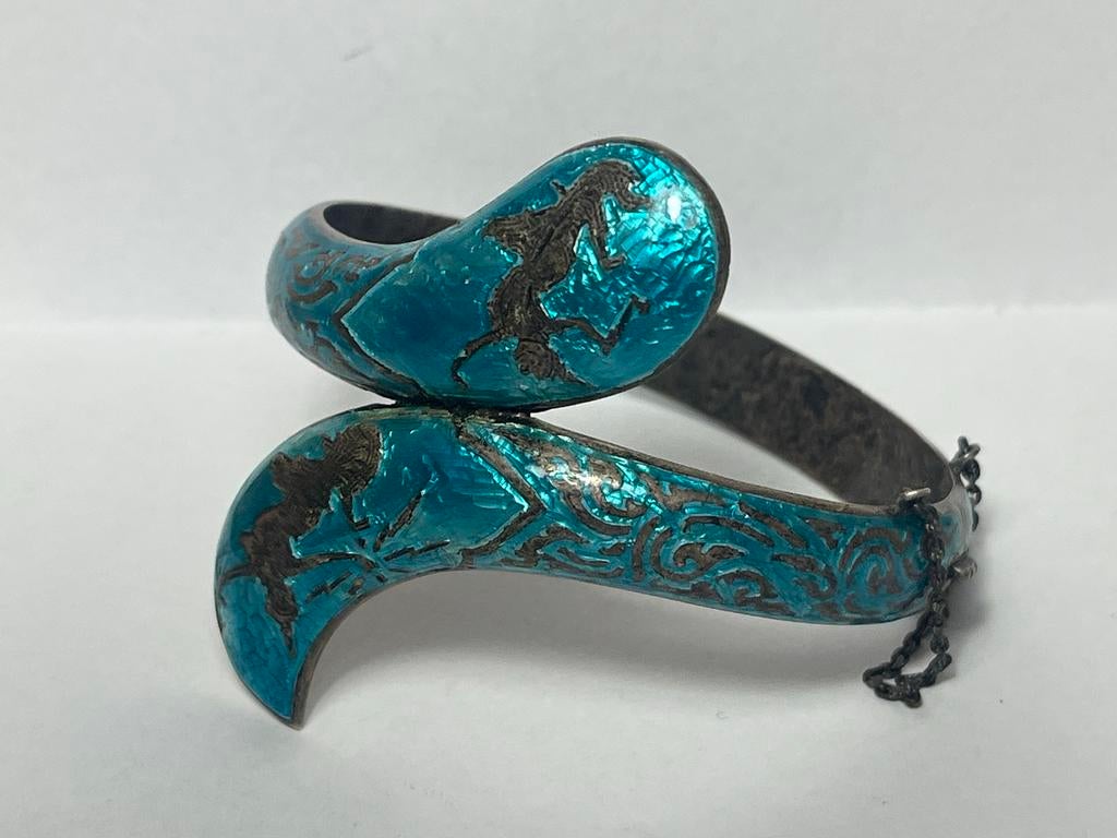 Thaise Siam sterling zilveren armband met emaille - gemerkt, Sieraden, Tassen en Uiterlijk, Armbanden, Ophalen of Verzenden, Gebruikt