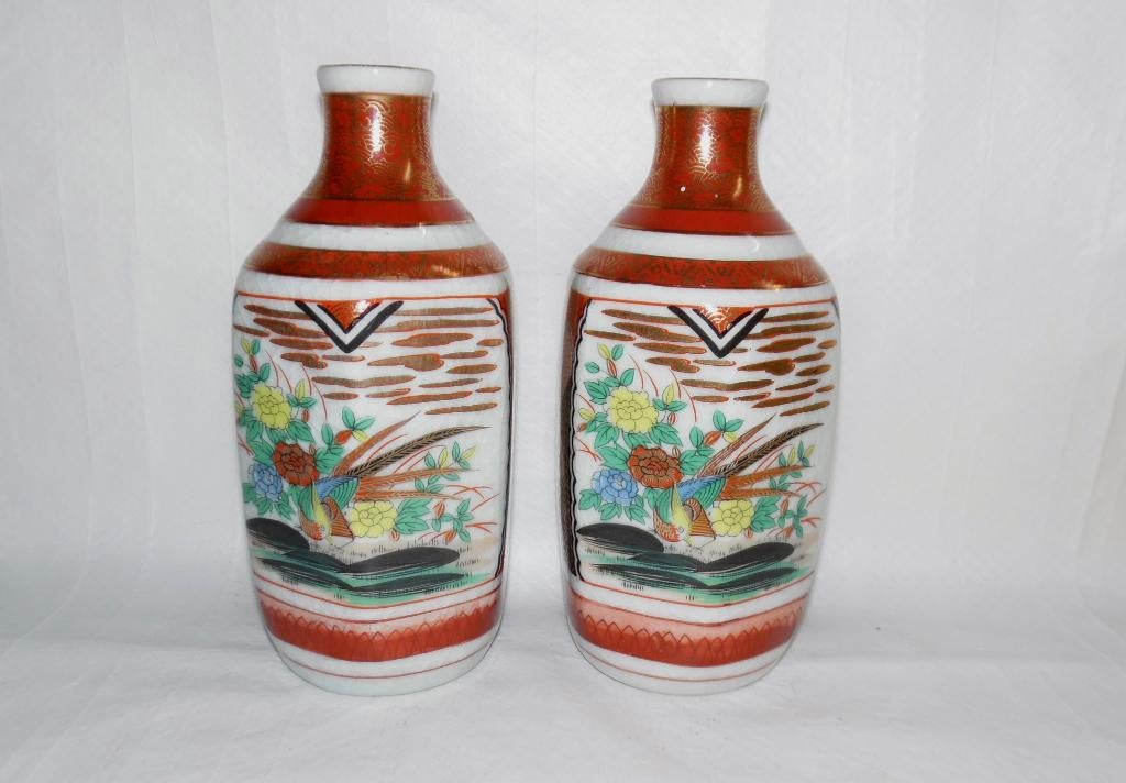 Twee Saké flesjes van Japans Kutani porselein, Ophalen of Verzenden