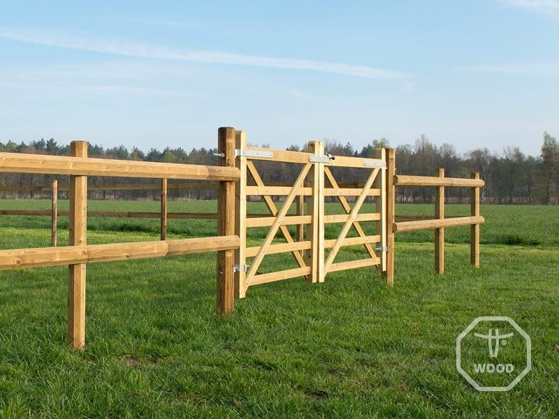 Enkele en dubbele houten poort | 0,9-1,5 m | Afrastering, Weidegang, 4 paarden of pony's of meer