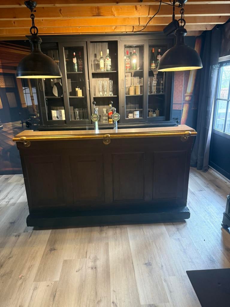 Grote zwarte bruin cafe tapkraan bar set toog man cave kroeg, Ophalen of Verzenden, Zo goed als nieuw