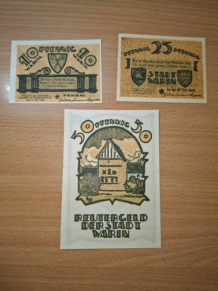 Duits Notgeld Warin Noodgeld, Ophalen of Verzenden, Duitsland