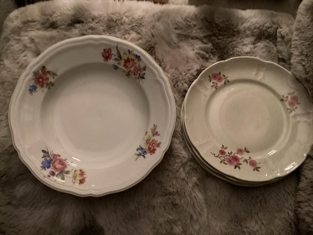 Brocante bloemen borden: Seltmann Weiden en Mosa, Antiek en Kunst, Ophalen of Verzenden