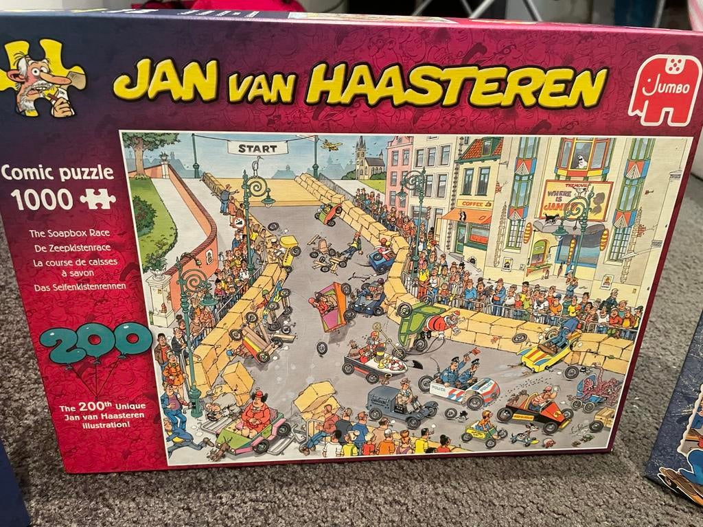 Jan van Haasteren puzzeldozen 3 stuks, Ophalen, 500 t/m 1500 stukjes, Gebruikt, Legpuzzel
