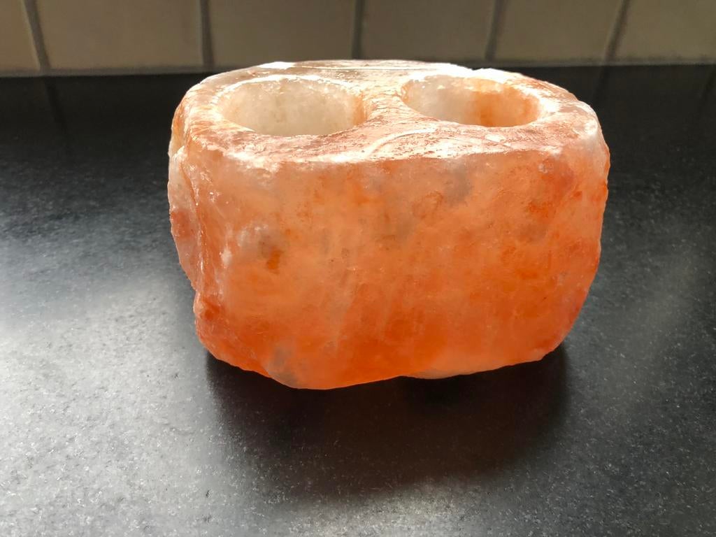Zoutsteen sfeerlichthouder, Ophalen of Verzenden, Zo goed als nieuw, Overige materialen, Minder dan 25 cm