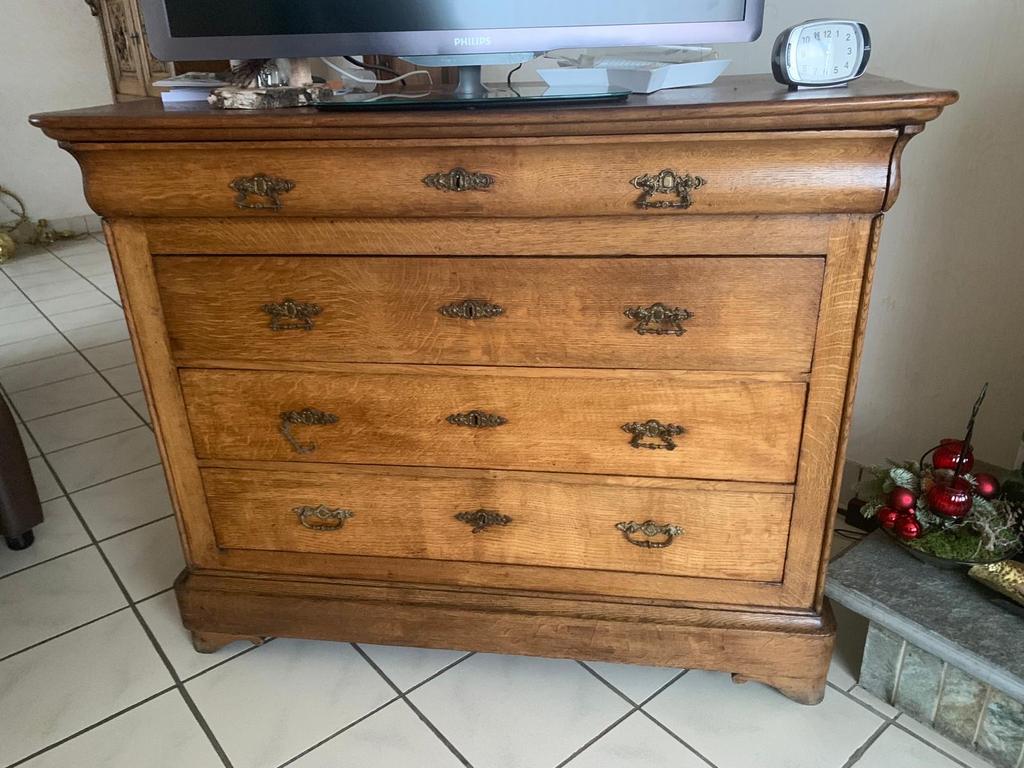 Antieke Louis Philippe Commode - Eikenhout, Ophalen of Verzenden
