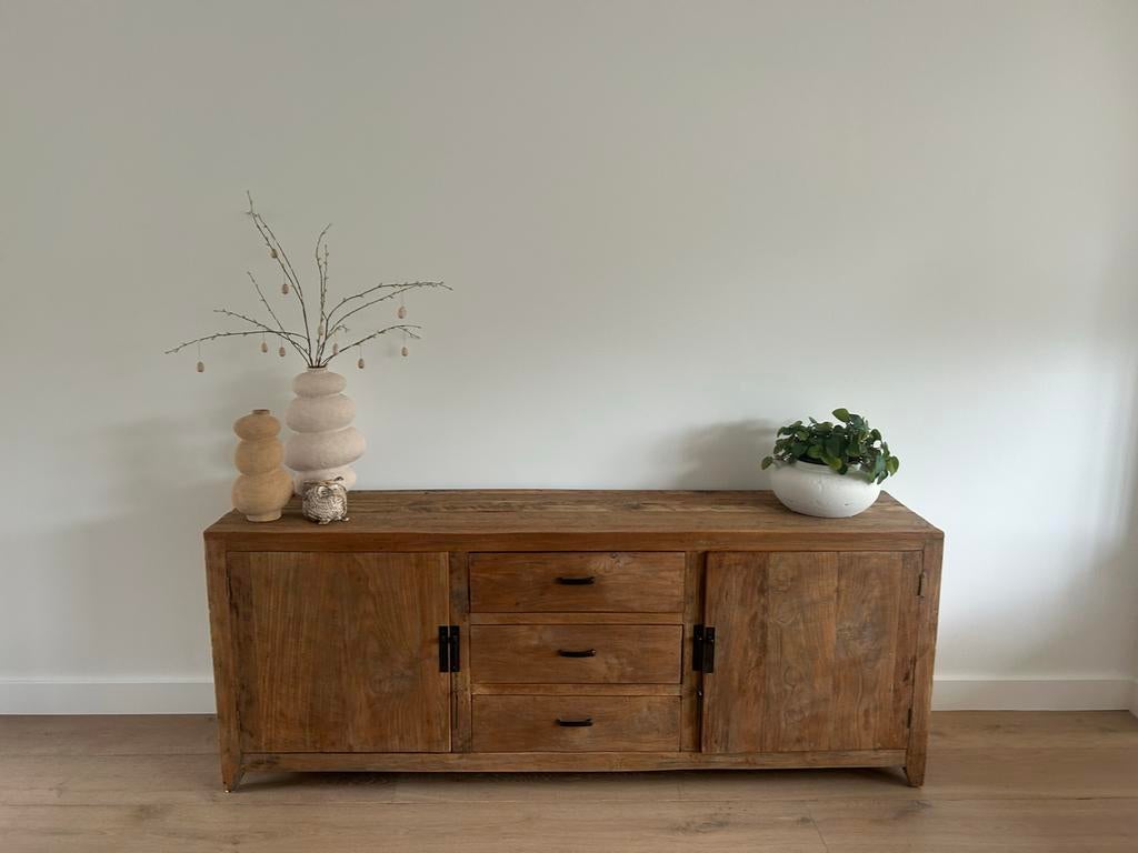 Mooi Goossens Nouveau dressoir - massief hout, Ophalen, 150 tot 200 cm, Zo goed als nieuw, Met lade(s)