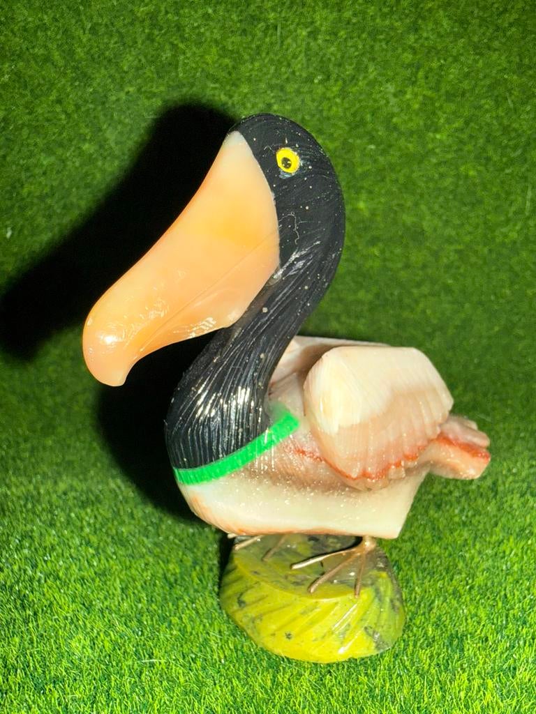 Exclusieve Pelikaan van Calciet, Aragoniet & Serpentijn, Ophalen of Verzenden, Nieuw, Dier