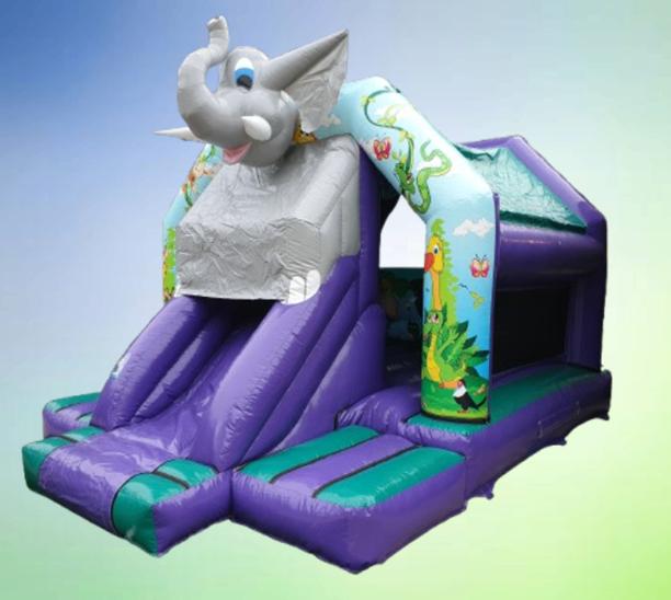 Springkussen Olifant met glijbaan, Hobby en Vrije tijd, Feestartikelen | Verhuur, Ophalen, Zo goed als nieuw, Overige