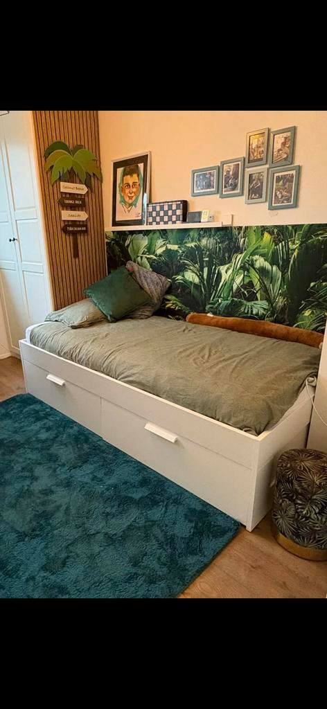IKEA Brimnes bed zonder matras en opberglades, 90x200 cm, Ophalen, Gebruikt, 90 cm, Eenpersoons