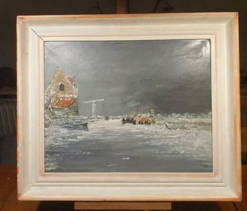 Hollands winterlandschap ijs schaatsen koek en zopie winter., Ophalen