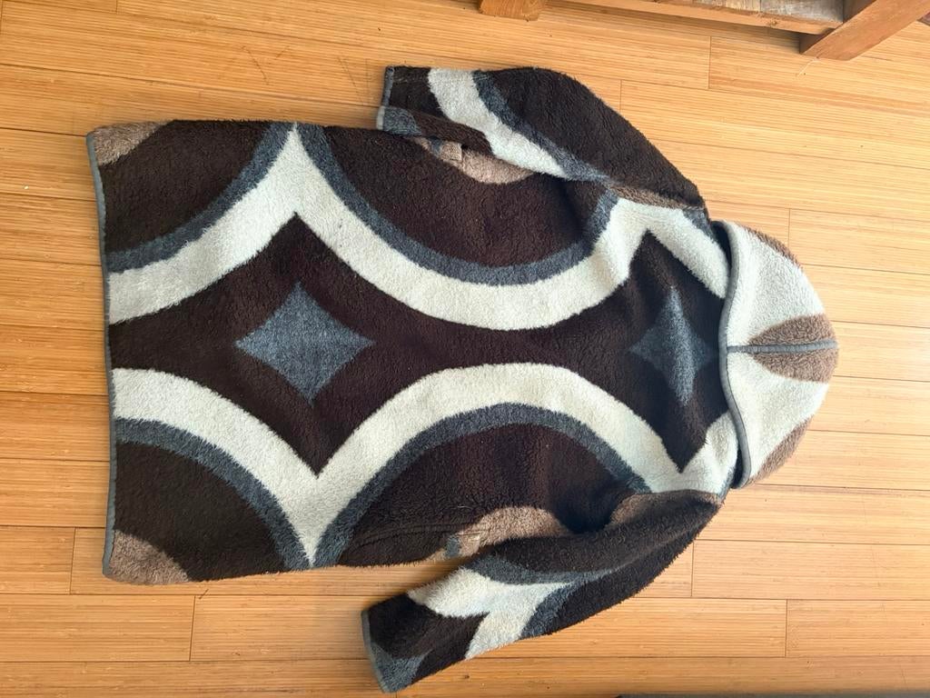 Vintage deken - pracbtige fleece jas, Kleding | Dames, Jassen | Winter, Ophalen of Verzenden, Gedragen, Maat 38/40 (M), Bruin