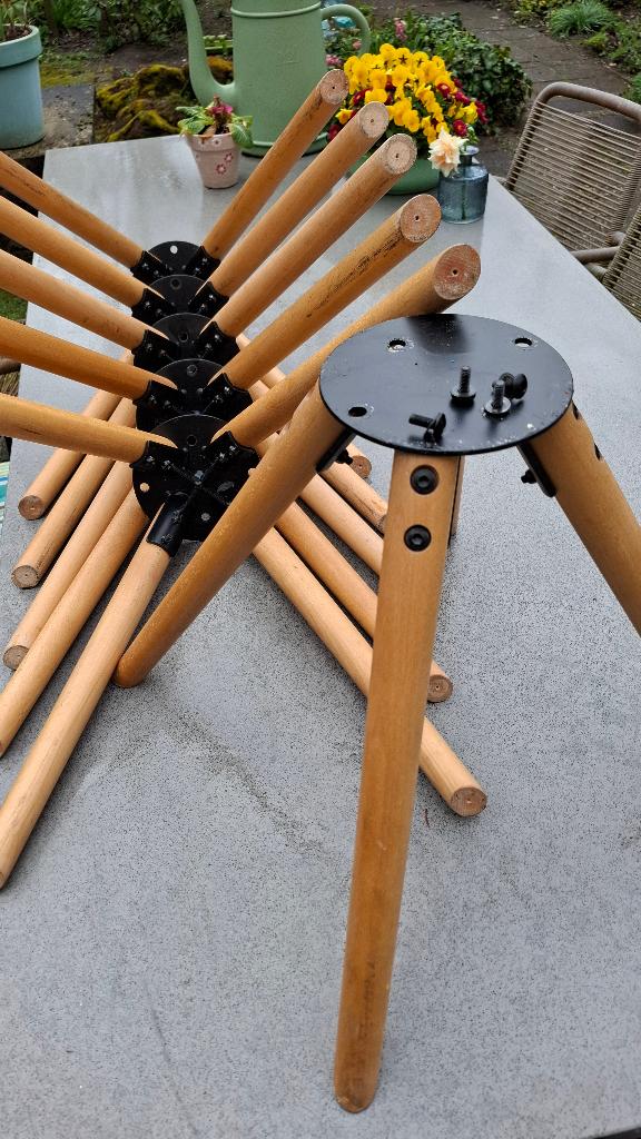 Onderstel stoel (6 st), Huis en Inrichting, Stoelen, Ophalen, Gebruikt, Overige kleuren, Blank hout -  ijzer