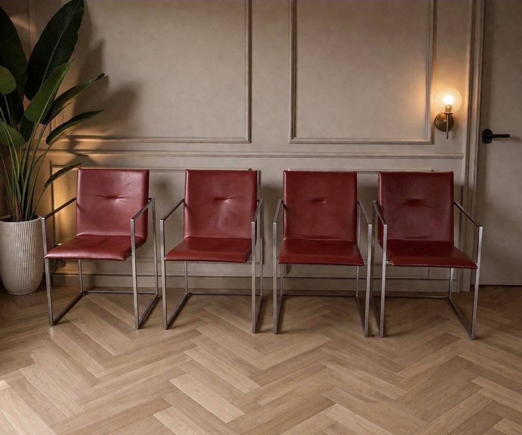 4 Arco XL lederen design stoelen leder topstaat!, Huis en Inrichting, Stoelen, Ophalen of Verzenden, Zo goed als nieuw, Leer, Vier