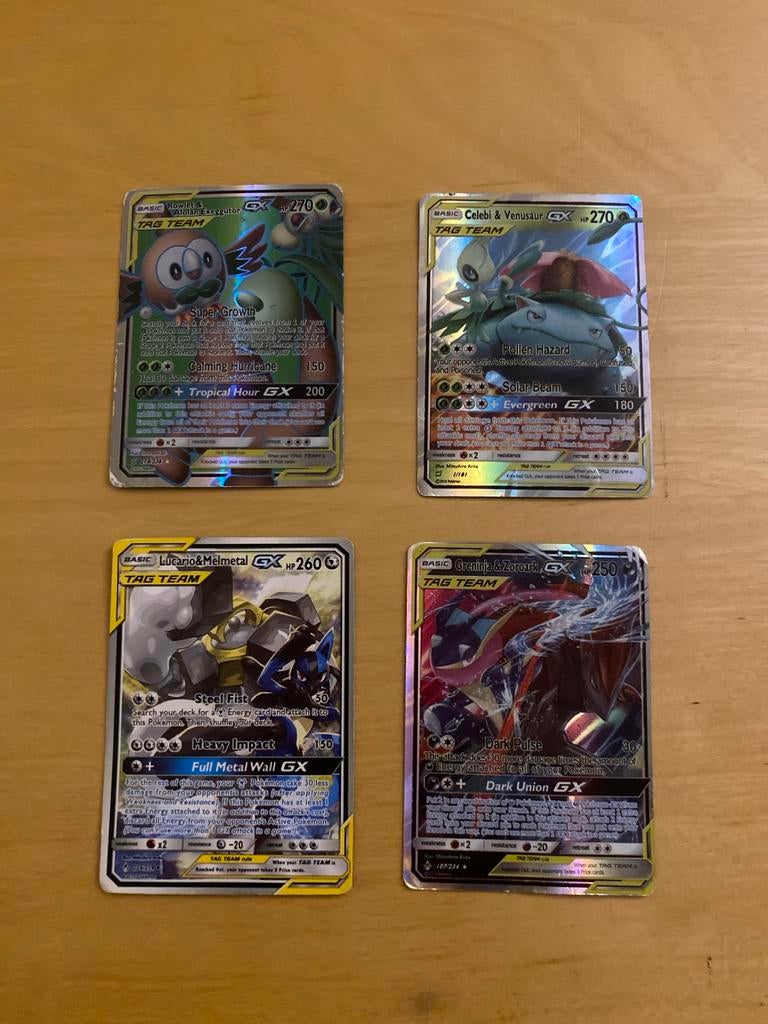 Pokémon GX Tag Team Kaarten Set (4 stuks), Verzenden, Gebruikt, Losse kaart