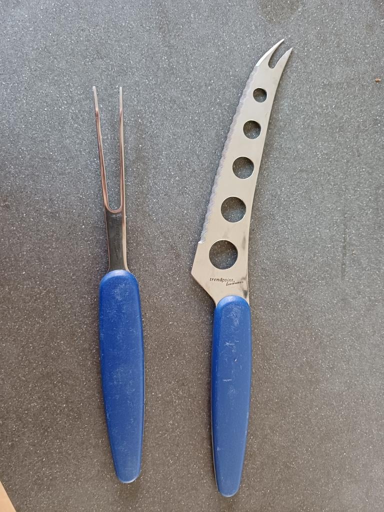 kaasmes en kaasvork, Huis en Inrichting, Keuken | Bestek, Gebruikt, Los bestek, Rvs of Chroom, Ophalen