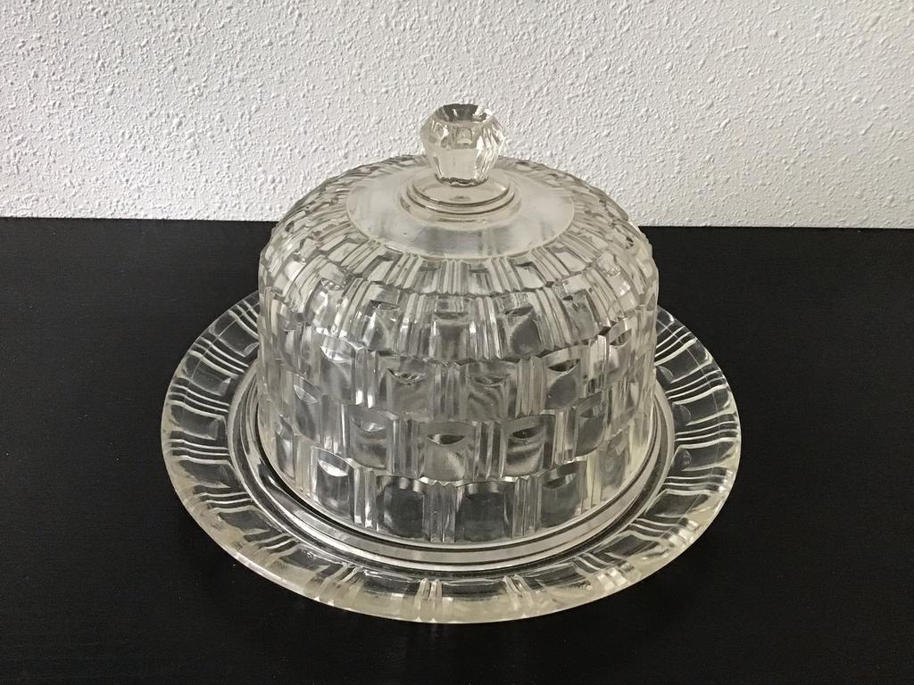 Antieke Oude stolp met onderbord van persglas., Ophalen of Verzenden, Zo goed als nieuw