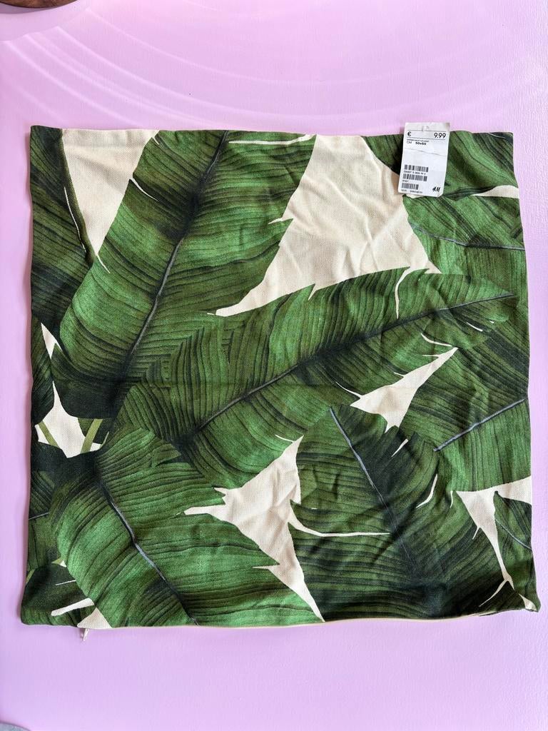 H&M Sierkussen sloop met bladerenprint 50x50 cm, Ophalen of Verzenden, Nieuw, Groen, Vierkant