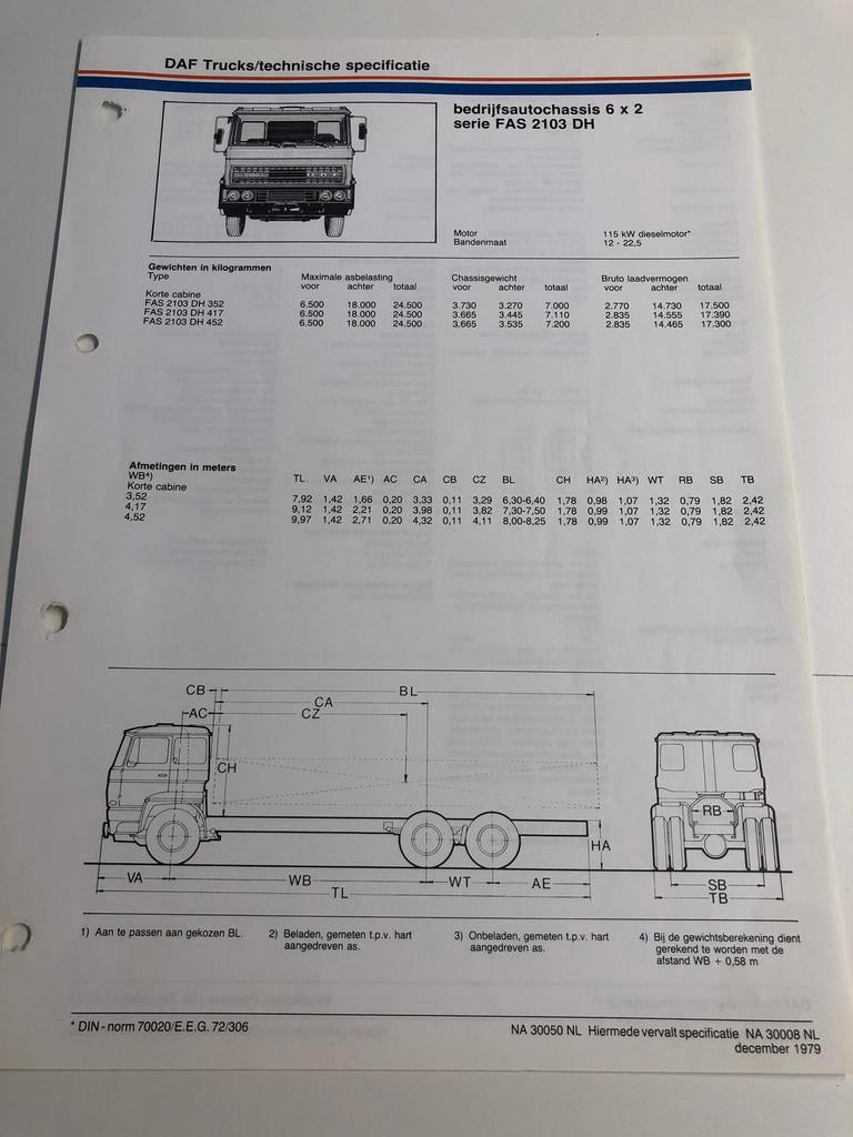 Folder technische specificatie DAF FAS 2100, Boeken, Ophalen of Verzenden, Zo goed als nieuw, Overige merken