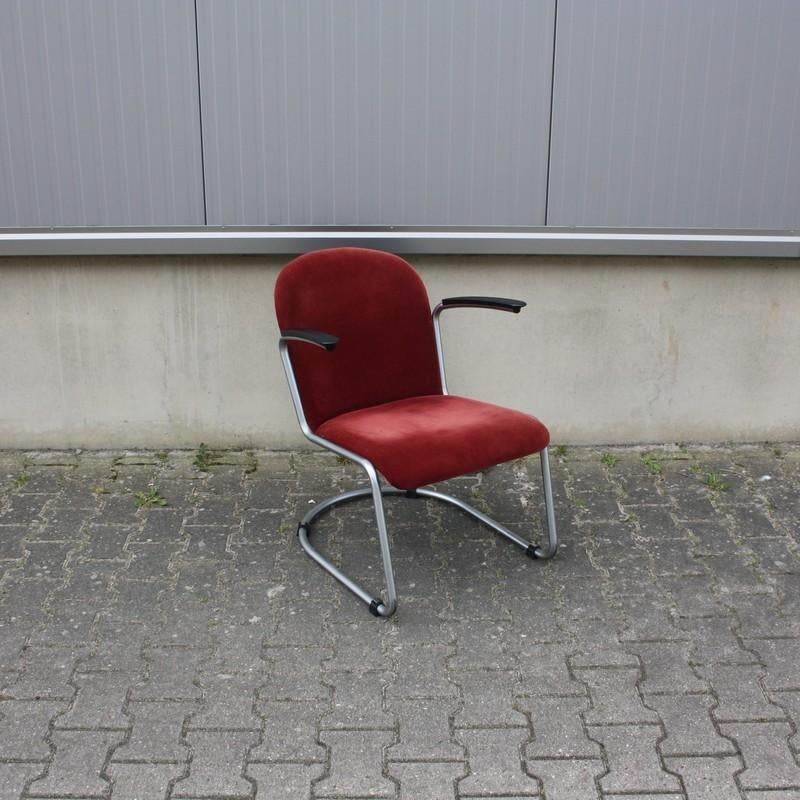 Origineel oud Gispen 413 fauteuiltje | W.H. Gispen, Huis en Inrichting, Fauteuils, Ophalen, Gebruikt, Onbekend, 75 tot 100 cm