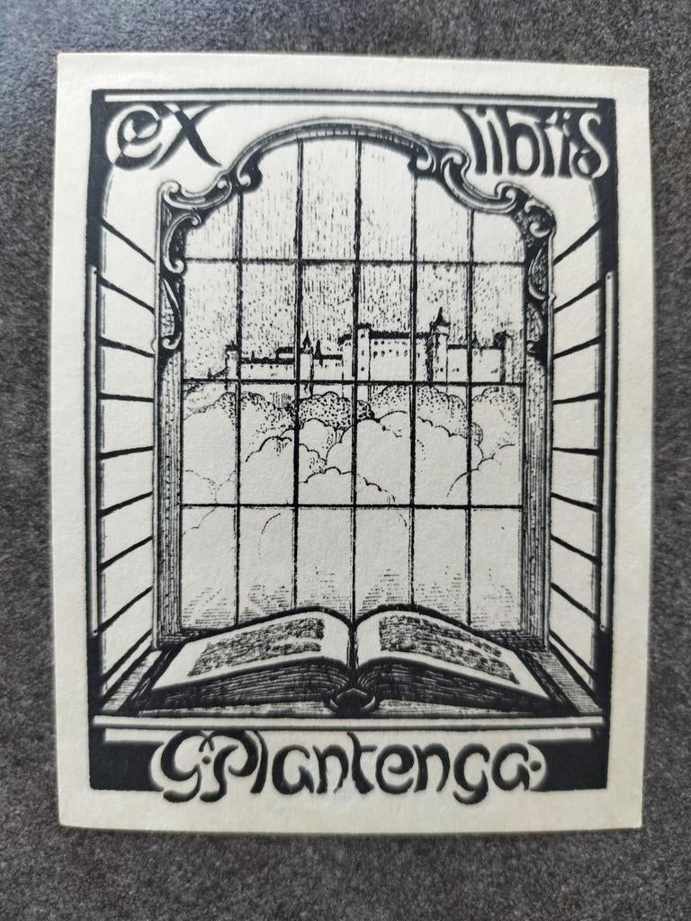 Exlibris G. Plantenga (venster, luchtkasteel, boek), Ophalen of Verzenden