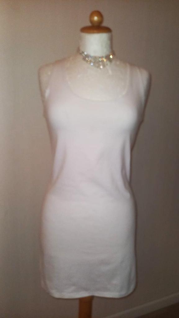 wit  tricot stretch Hemd jurkje maat S nieuw, Maat 38/40 (M), Verzenden, Nieuw, Boven de knie