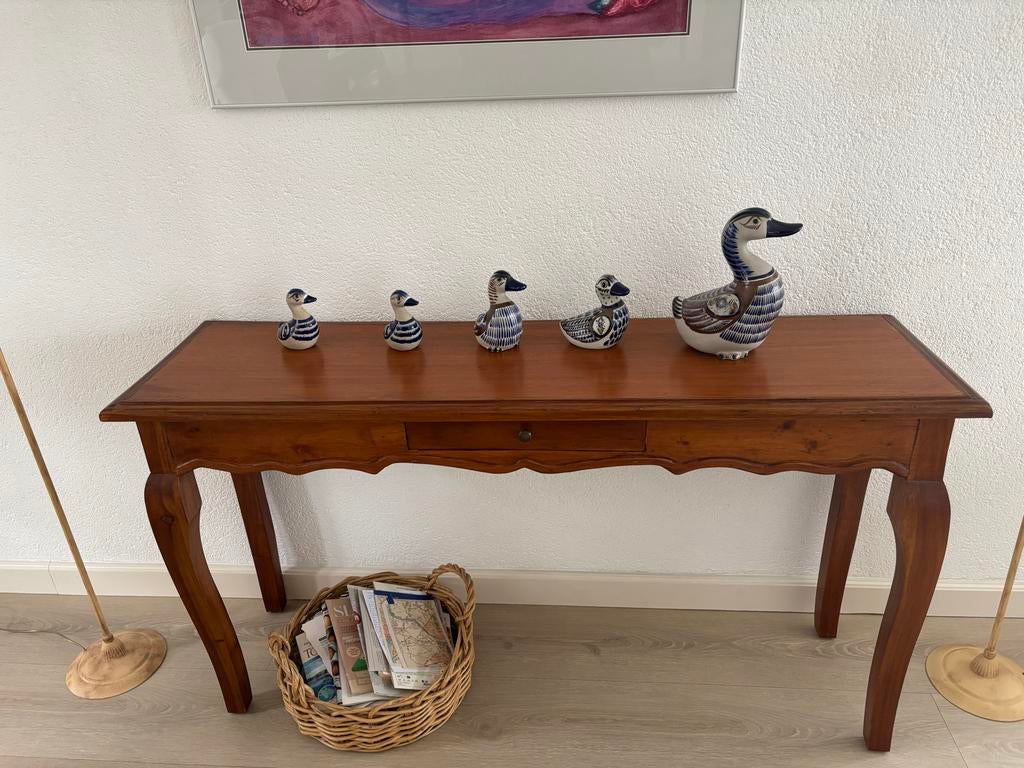 Houten sidetable met lade, Huis en Inrichting, Tafels | Sidetables, Ophalen, Gebruikt, 100 tot 150 cm, Overige houtsoorten