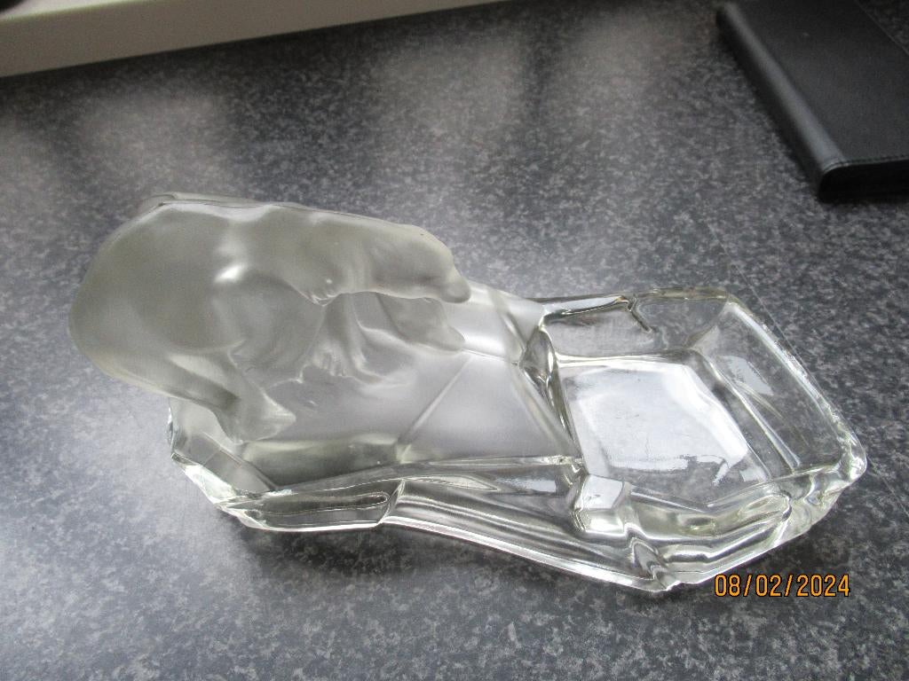 ART DECO GLAZEN ASBAK - IJSBEREN- KARL ZENTNER-TSJECHIE 1935, Ophalen of Verzenden