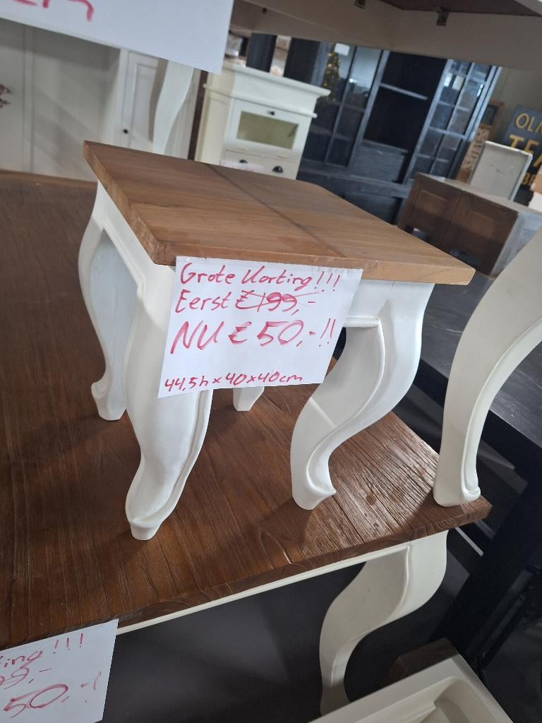 Klassiek bijzettafeltje - Wit onderstel, Ophalen, Minder dan 45 cm, Minder dan 55 cm, Klassiek