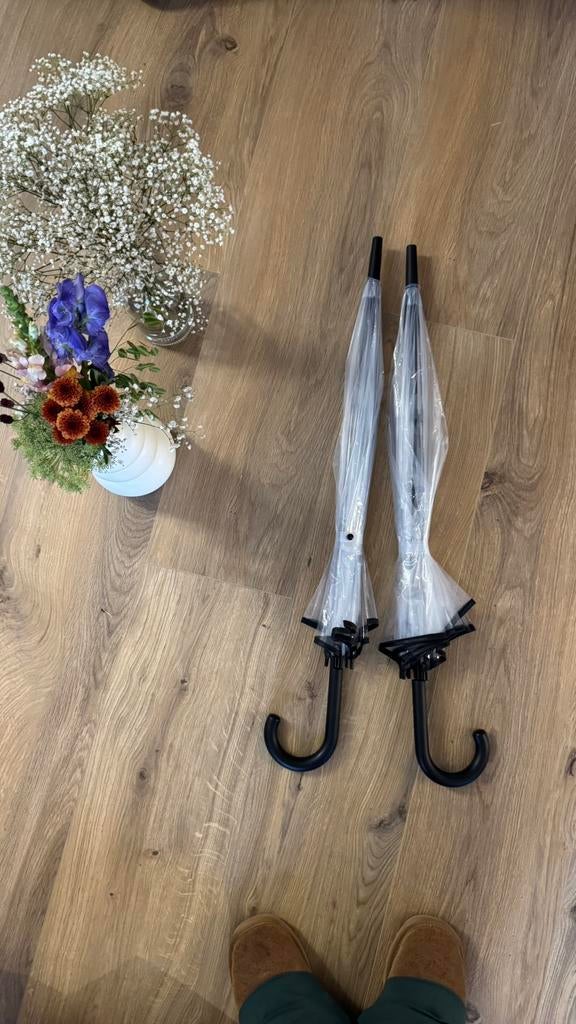 2x luxe transparante paraplu bruiloft, Ophalen, Nieuw
