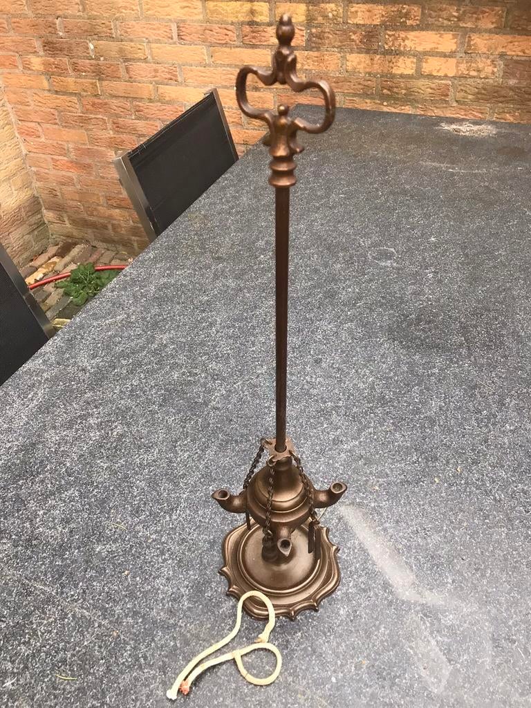 Antieke olielamp koper, Ophalen of Verzenden