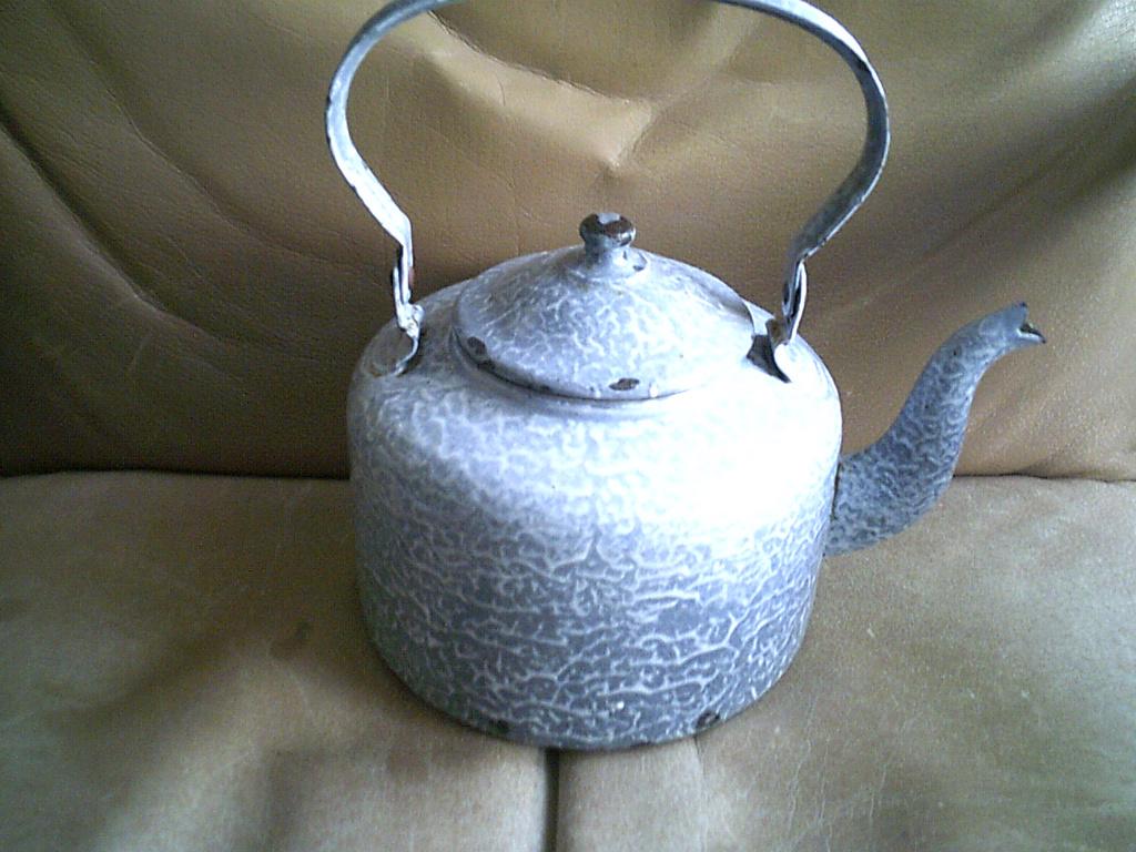 Grijs gewolkte emaille ketel, Ophalen of Verzenden