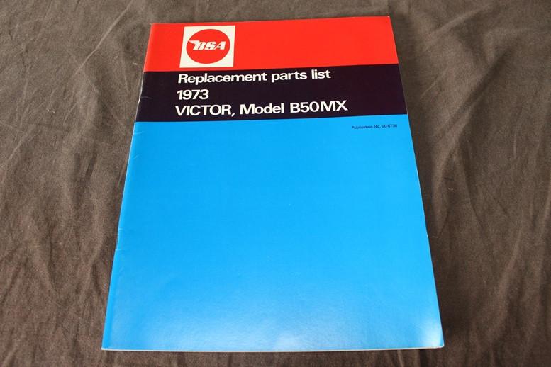 BSA Victor model B50MX 1973 motorcycle parts list, Motoren, Ophalen of Verzenden, Overige merken