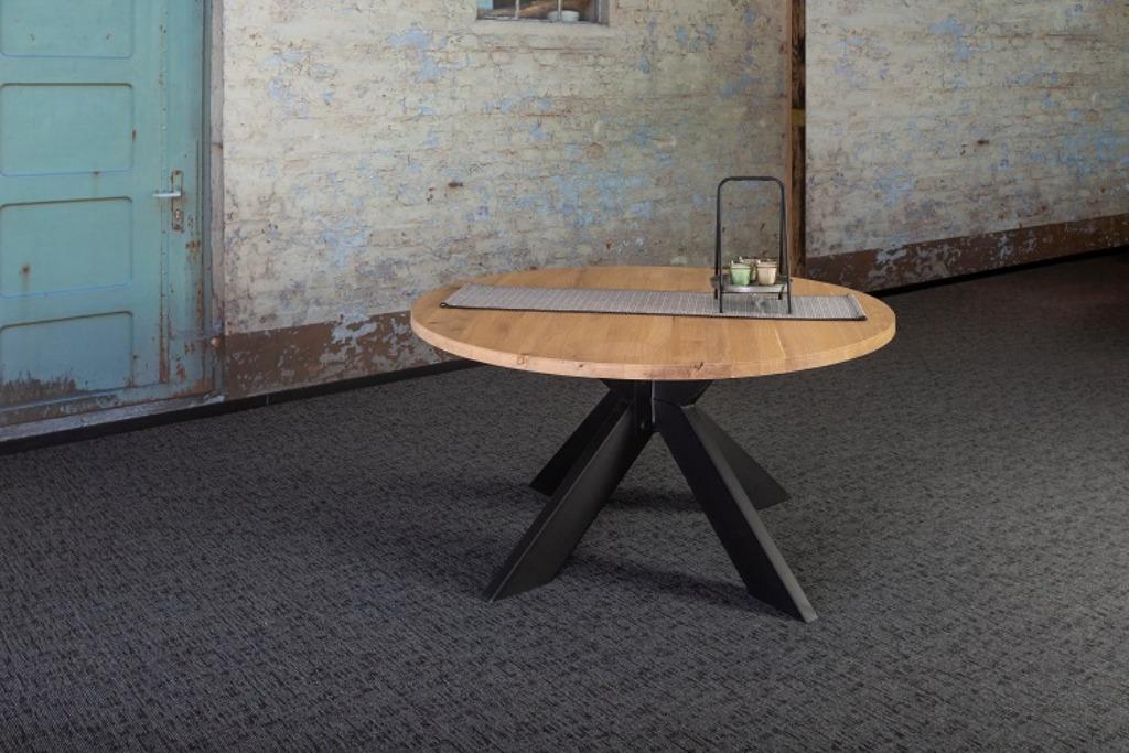 Eiken Tafelblad ROND | Facetrand Behandeling Onderstel Poot, 100 tot 150 cm, Rond, Vijf personen of meer, Eikenhout